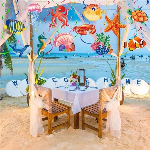 30 Pcs Tropical Fish Hanging Swirls Under the Sea Party Decorations - Picture 5 of 7